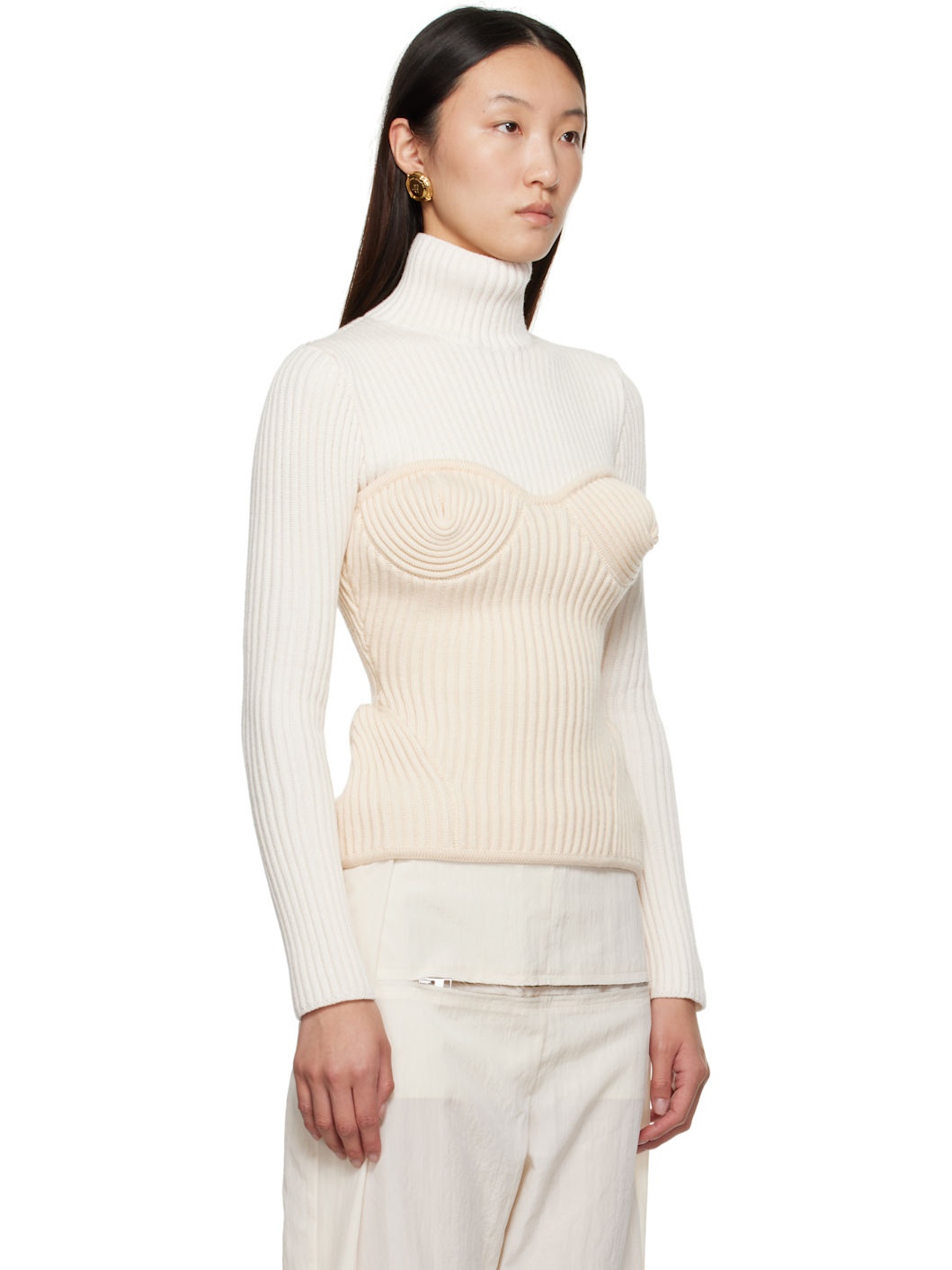 White & Off-White Corset Turtleneck - 2