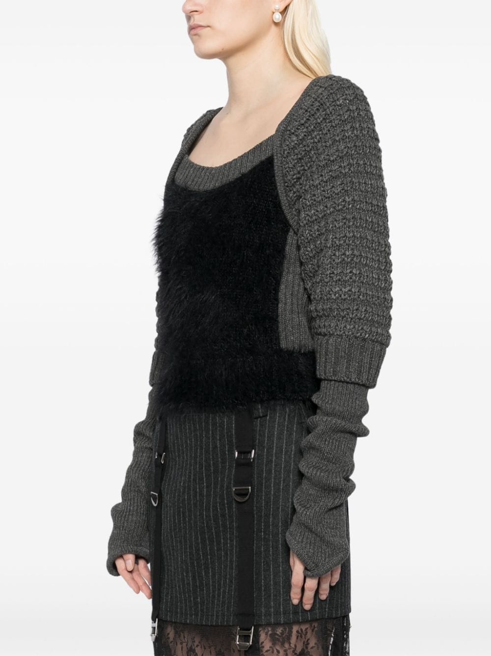 furry chunky knit top - 3