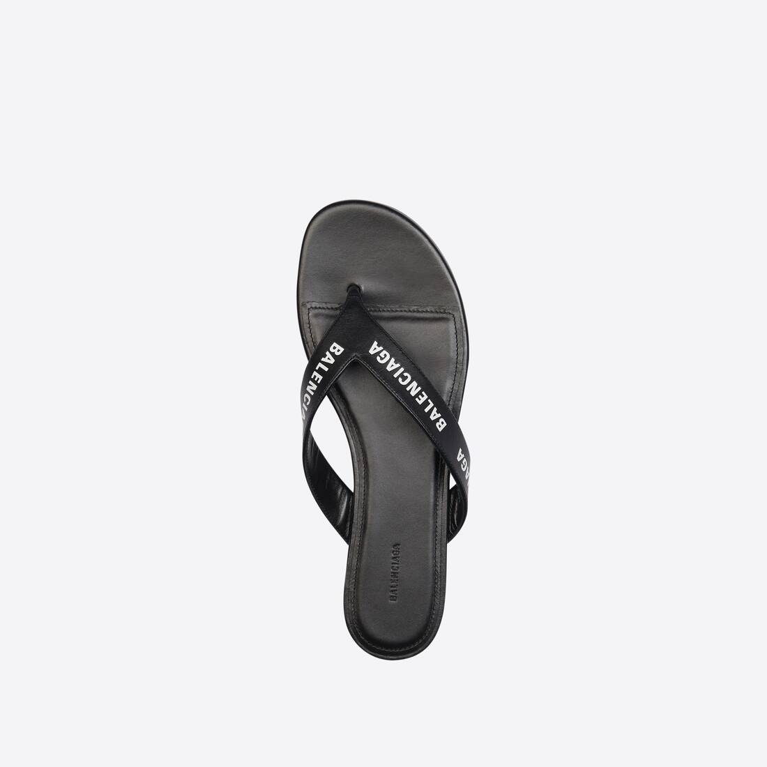 Women's Allover Logo Round Thong Sandal in Black/white - 4
