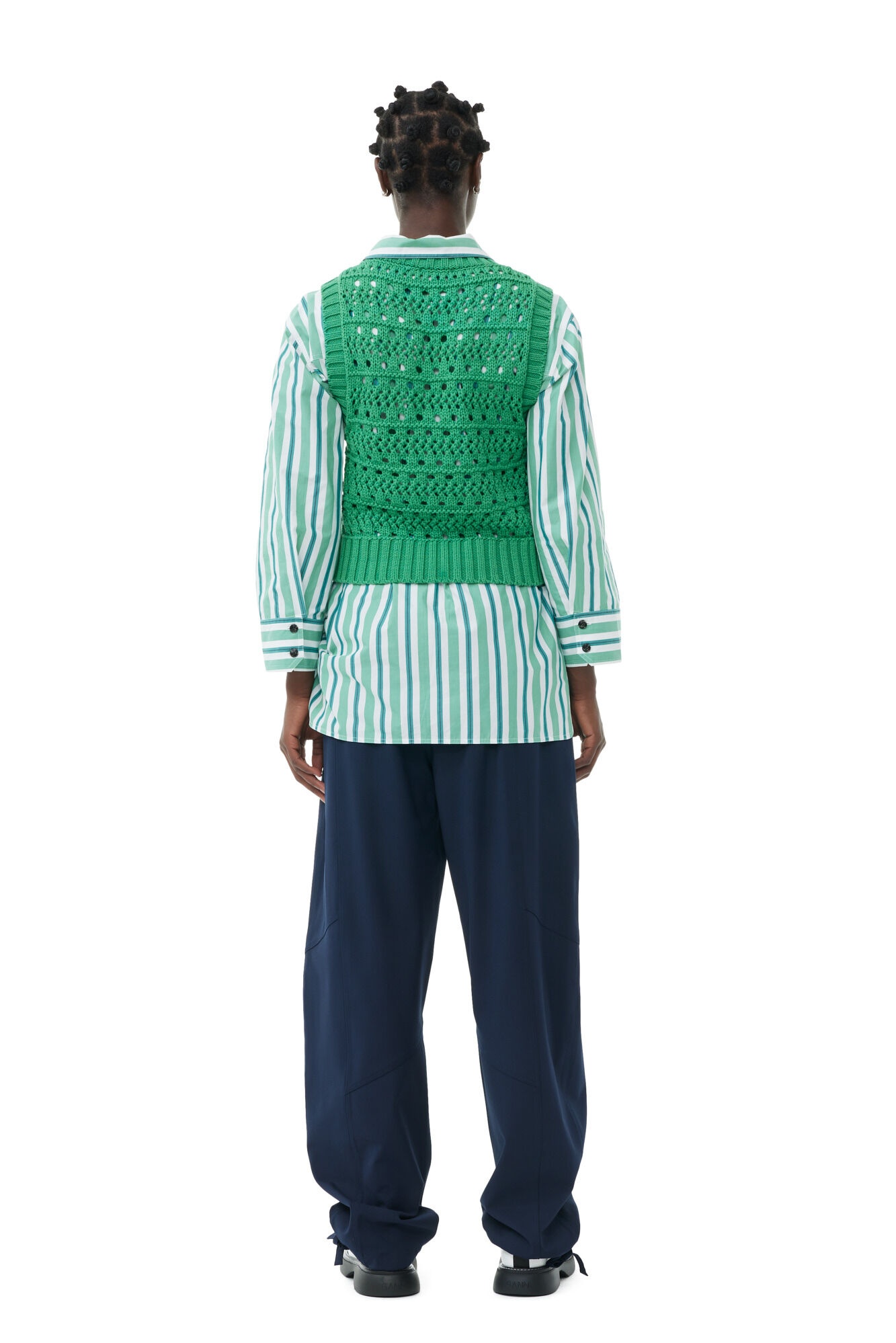 GREEN COTTON ROPE VEST - 6
