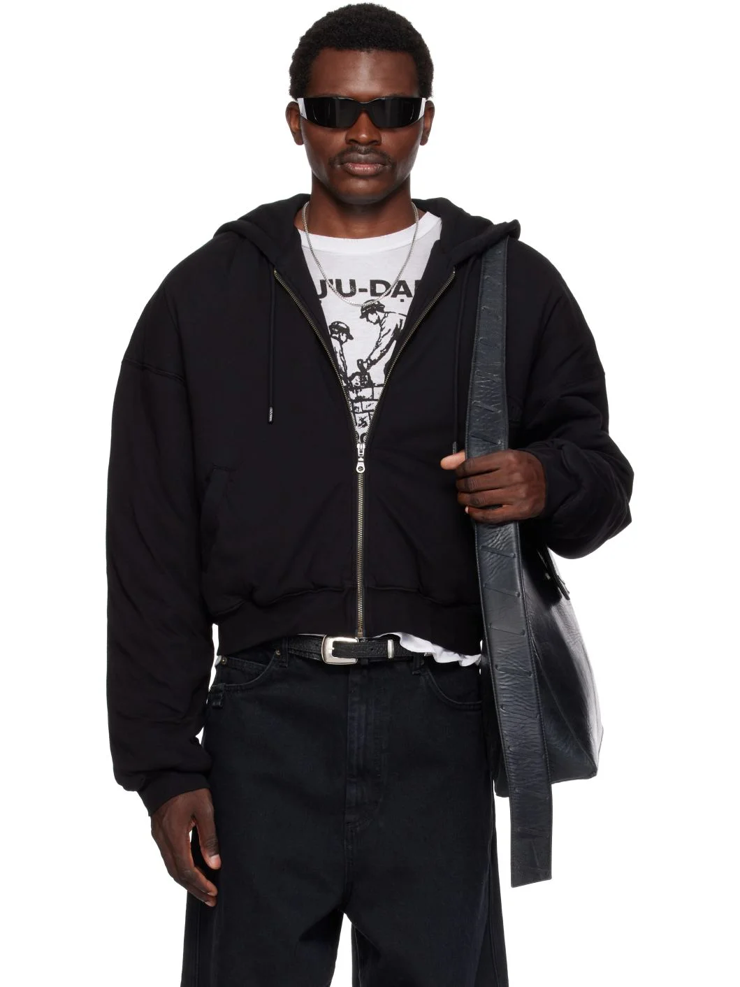 Black Wadded Hoodie - 1