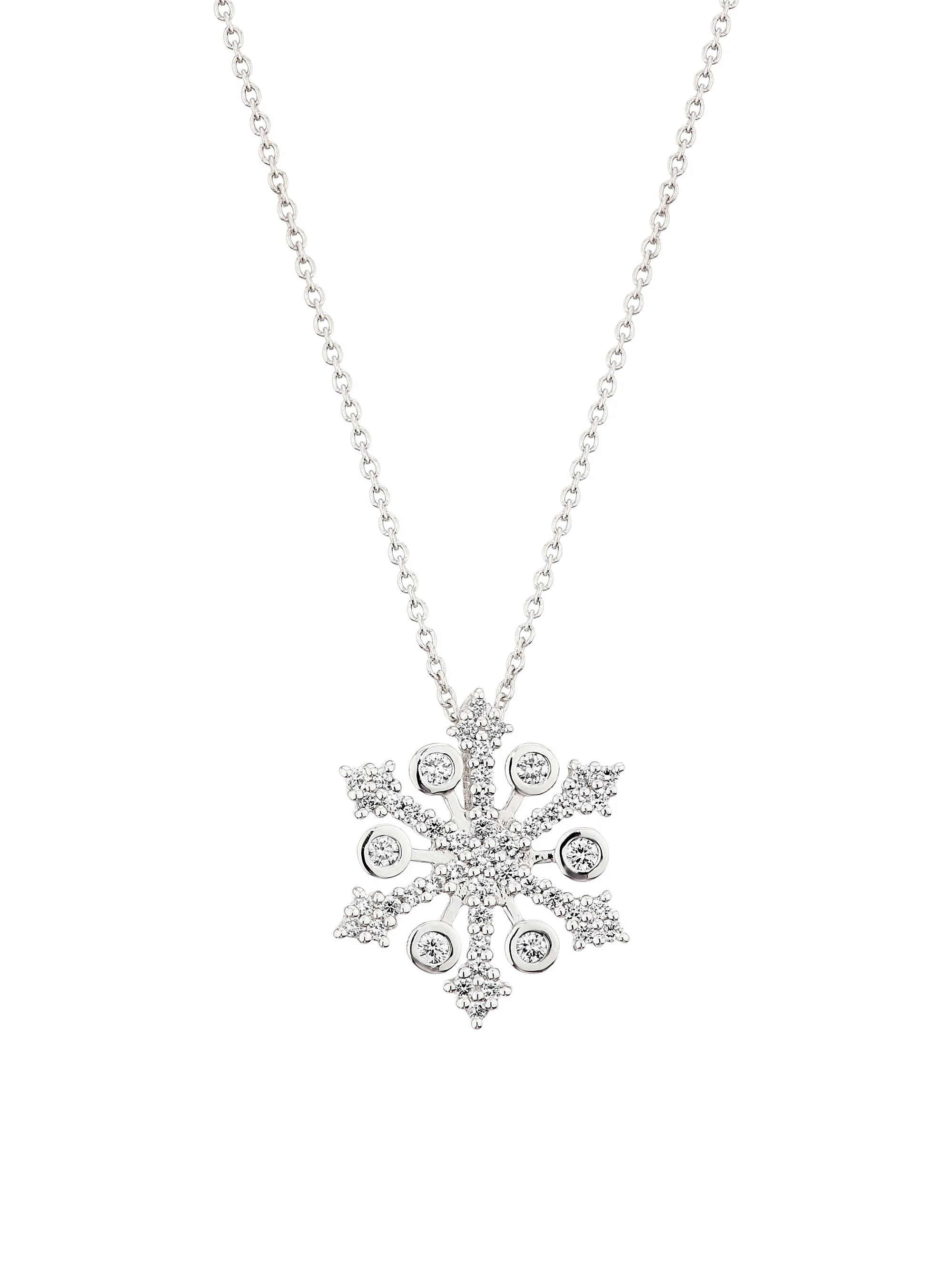 Women's Tiny Treasures 18K White Gold & 0.32 TCW Diamond Snowflake Pendant Necklace - White Gold - 1