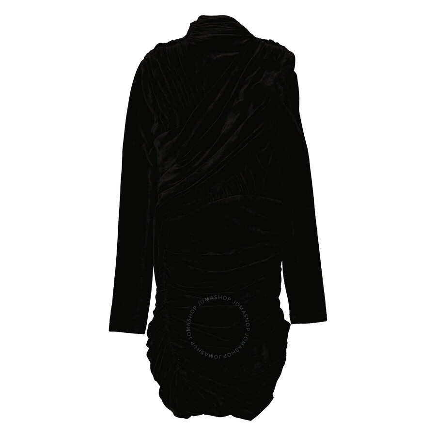 Balenciaga Black Velvet Jersey Draped Mini Dress - 7