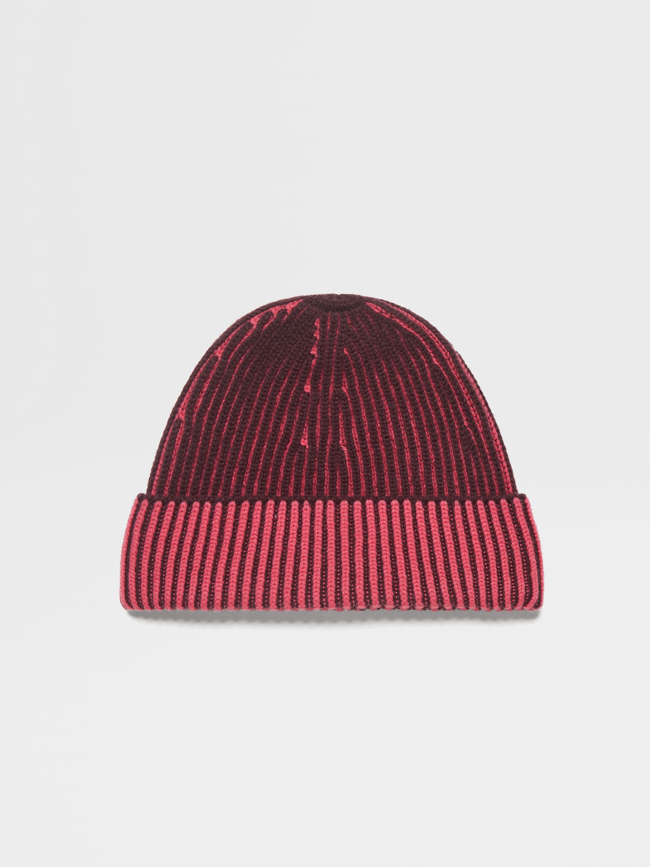 FUCHSIA AND DARK PURPLE OASI CASHMERE BEANIE - 1