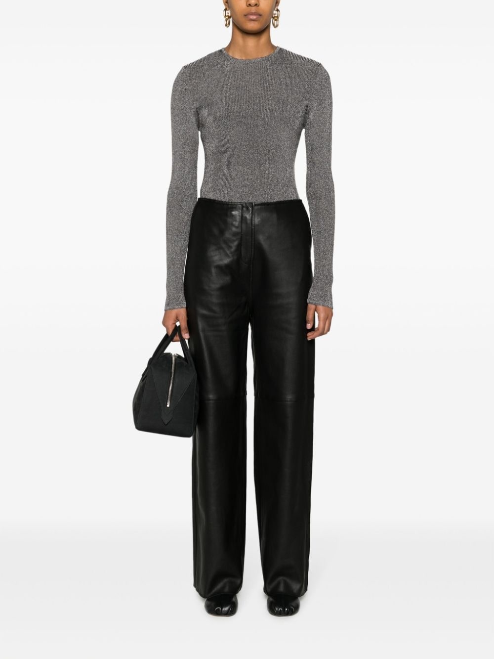 metallic ribbed-knit jumper - 2