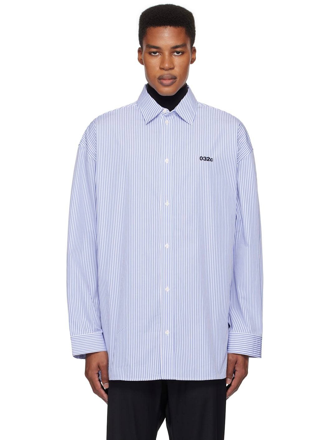 Blue & White Office Oversized Shirt - 1