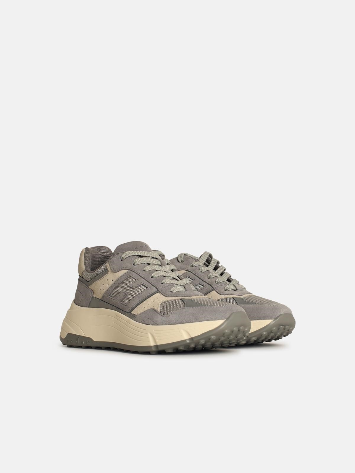 'H669' GREY LEATHER BLEND SNEAKERS - 2