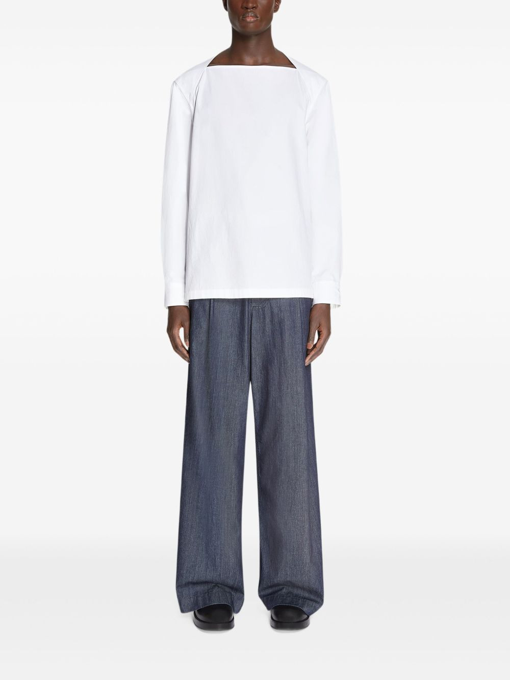 boat-neck cotton shirt - 5