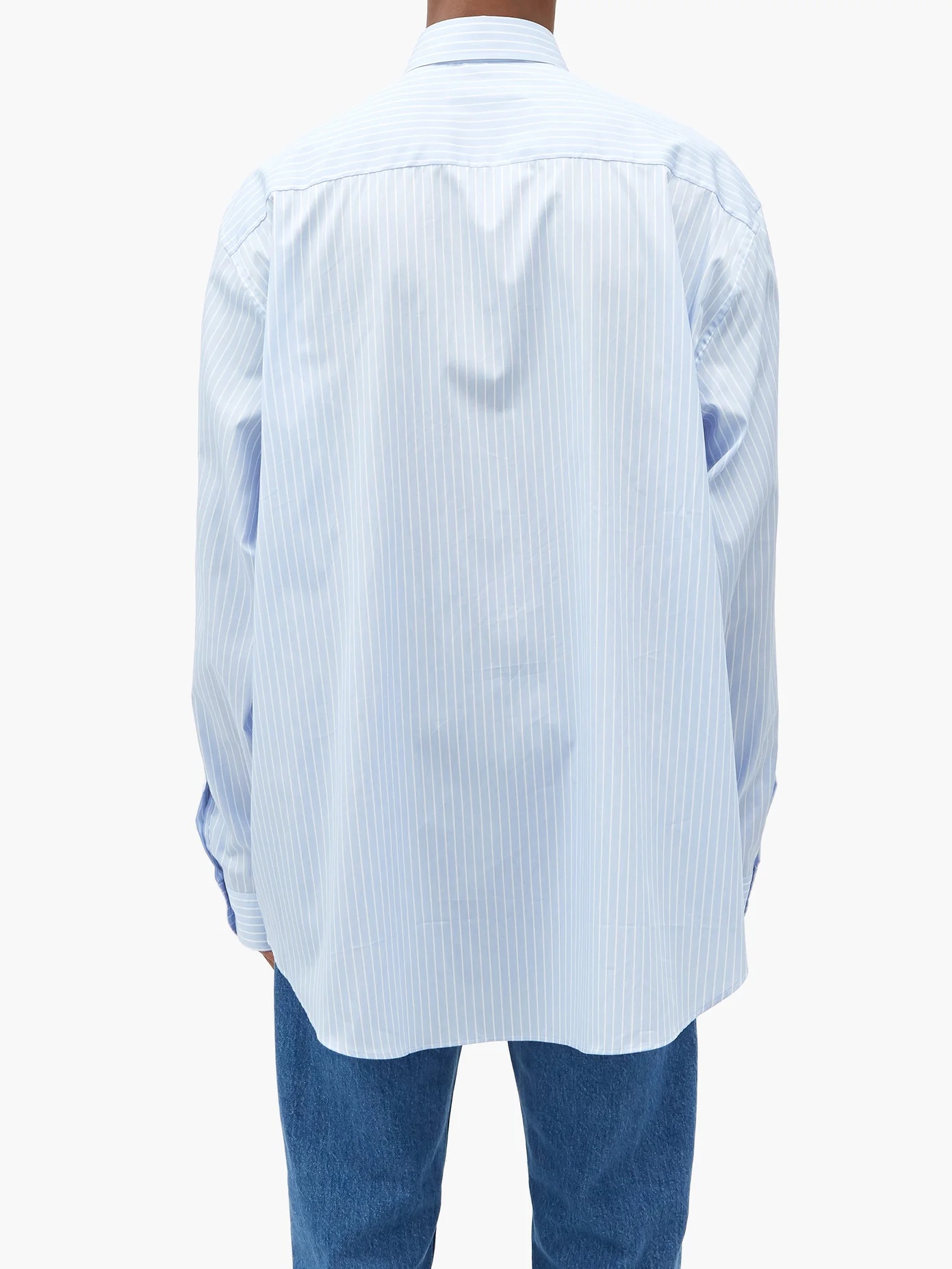 Glitter logo-print pinstriped cotton shirt - 5