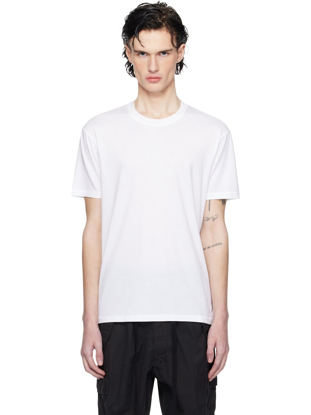 White Lyocell Cotton Crew T-shirt - 1