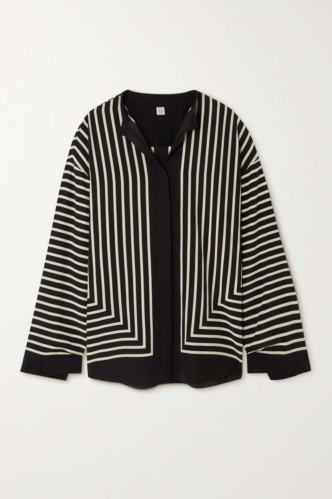 Striped silk crepe de chine blouse - 1