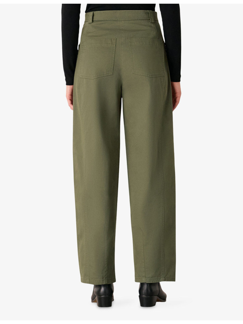 Belted Barrel-Leg High-Rise Cotton Trousers 4