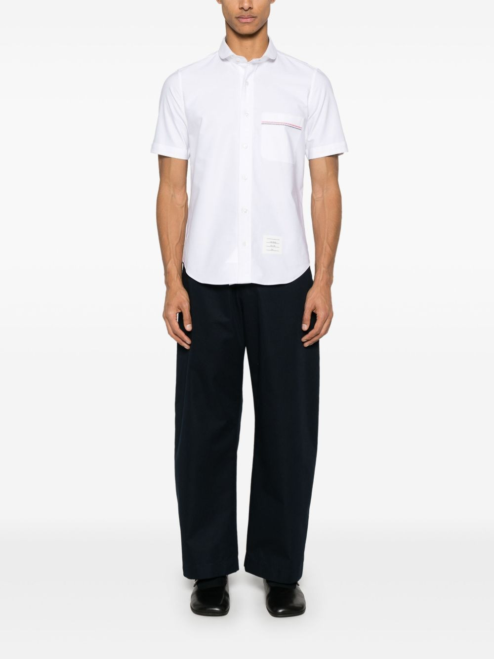 embroidered shawl-collar shirt - 2
