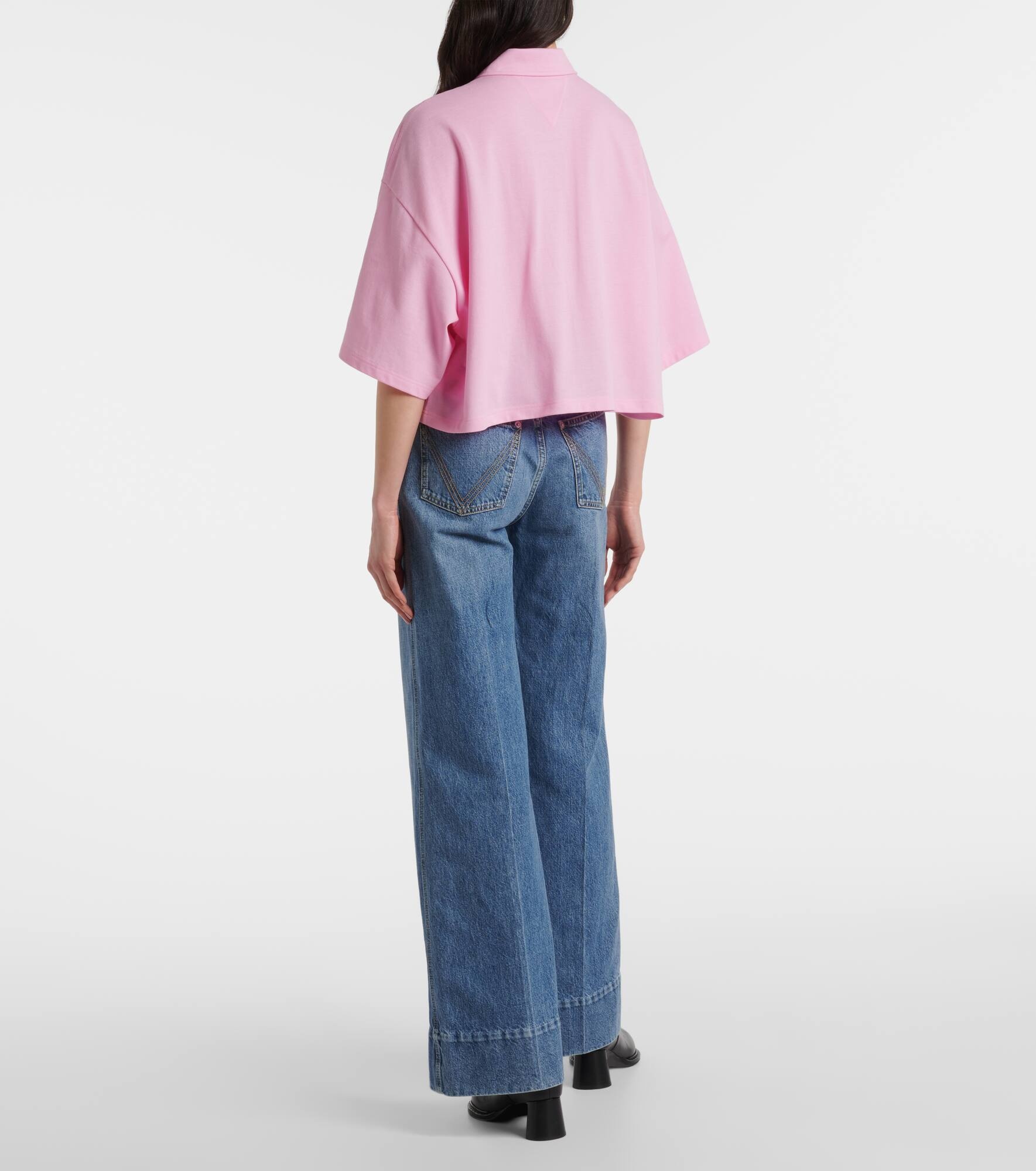 Cropped cotton polo shirt - 3