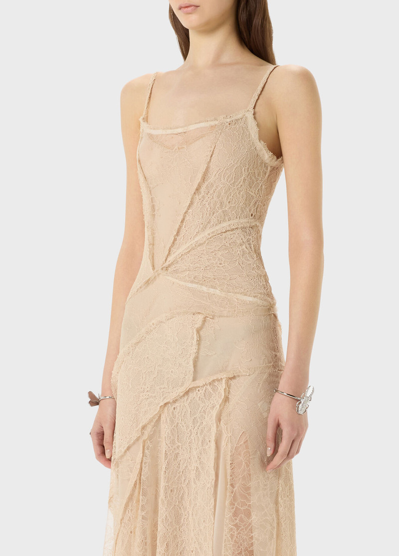 LONG DRESS IN MIXED LACE WITH PATCH EFFECT 4