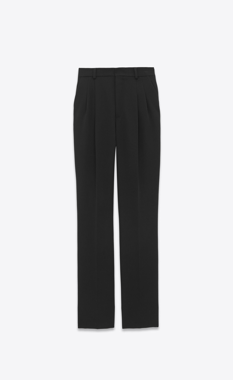 high-waisted pants in grain de poudre - 1