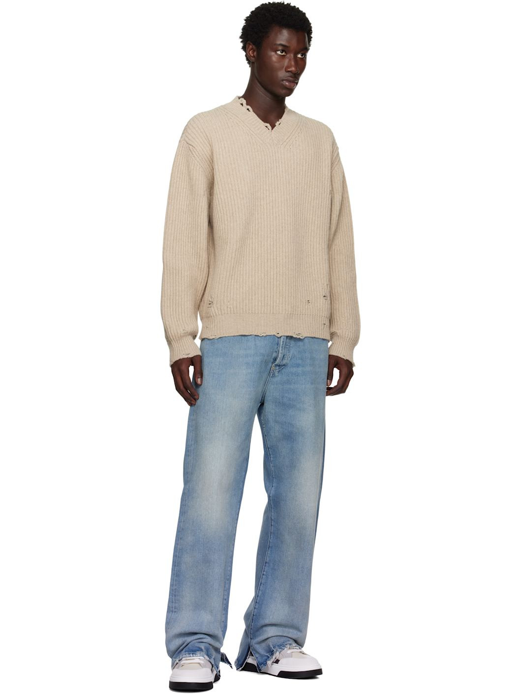 Gray & Off-White Low Cut Gancini Outline Sneakers - 5