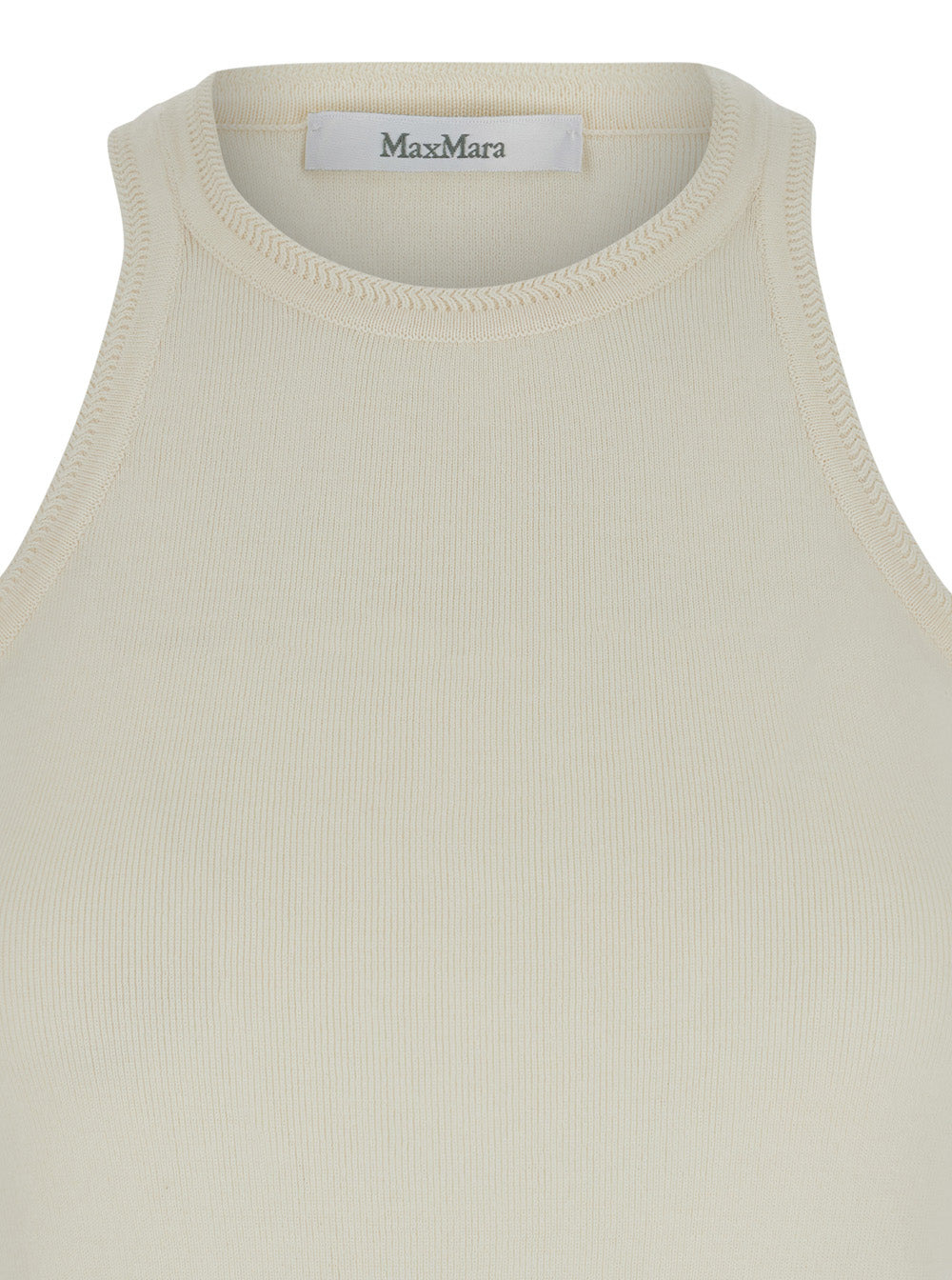 Max Mara Women 'Arness' White Sleeveless Top With Halterneck In Cotton Woman - 3