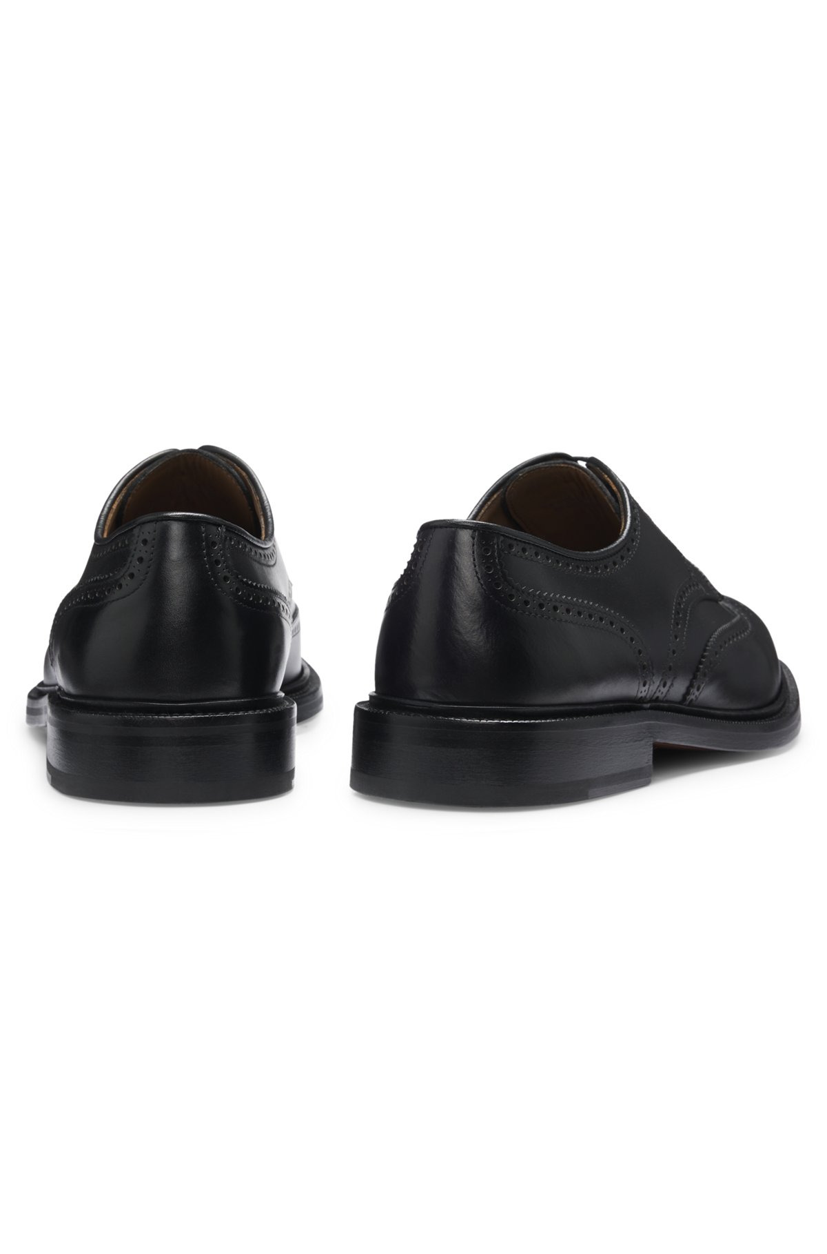 BURNISHED-LEATHER DERBY SHOES WITH BROGUE DETAILS - 5