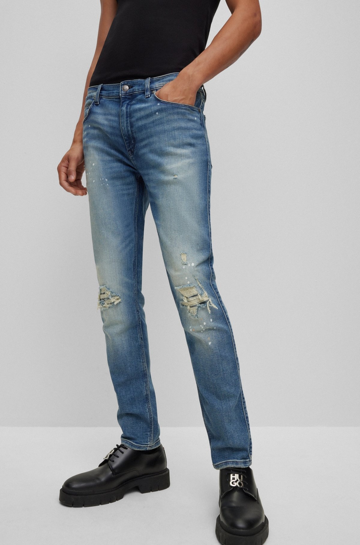 EXTRA-SLIM-FIT JEANS IN BLUE COMFORT-STRETCH DENIM - 5