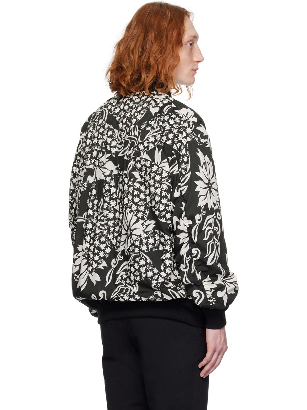 Black & White Floral Bomber Jacket - 3