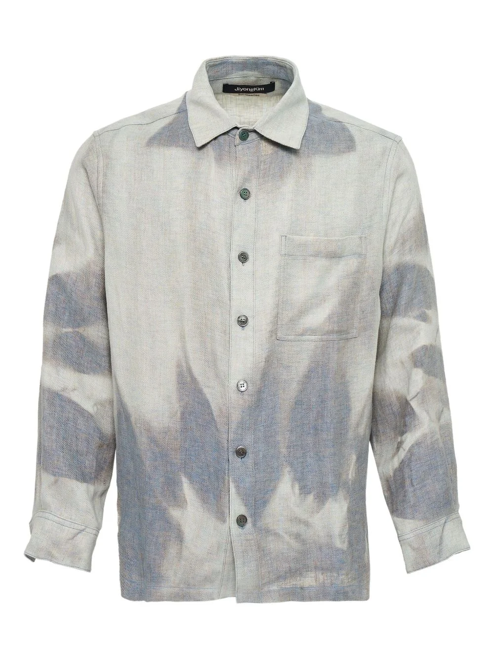 bleach-effect linen shirt - 1