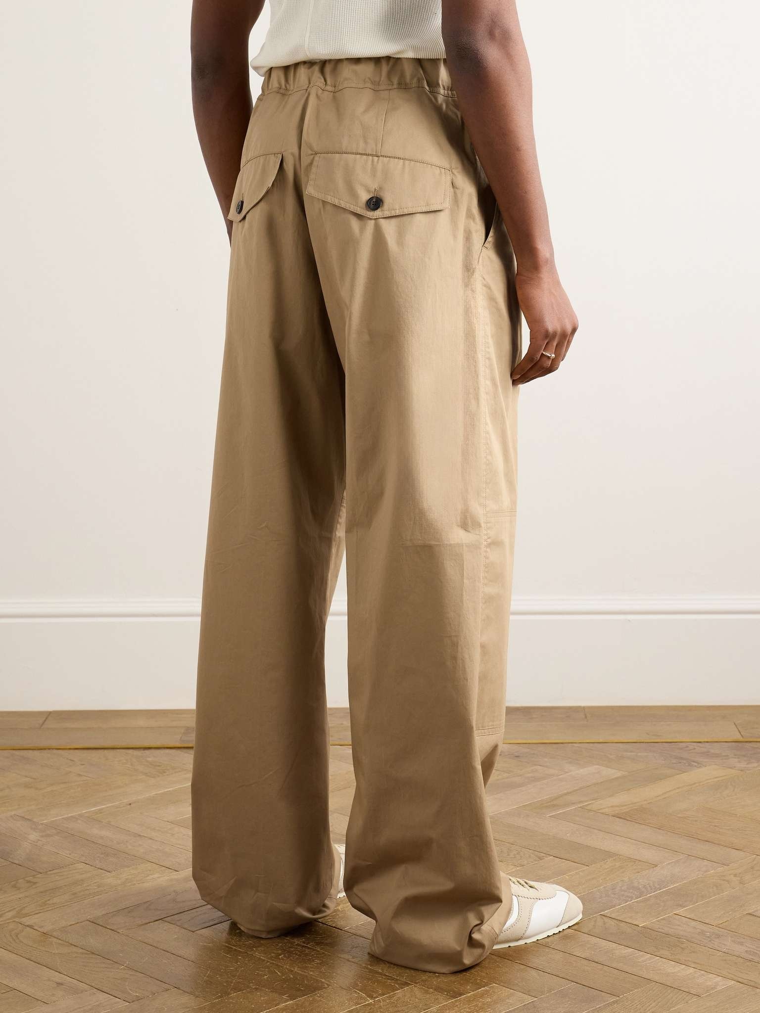 Wide-Leg Cotton-Twill Drawstring Cargo Trousers - 4