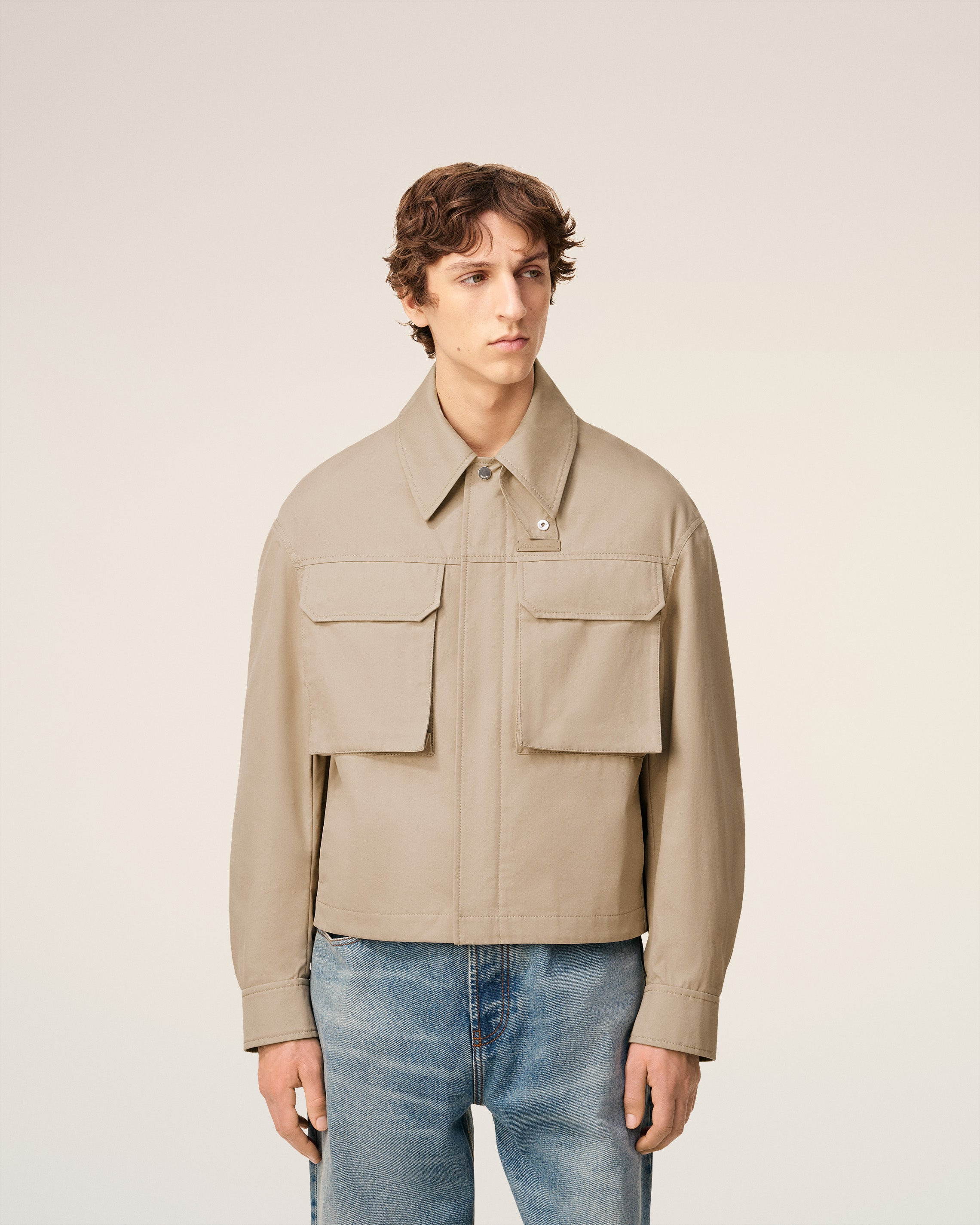 BEIGE COTTON WORKER JACKET - 3
