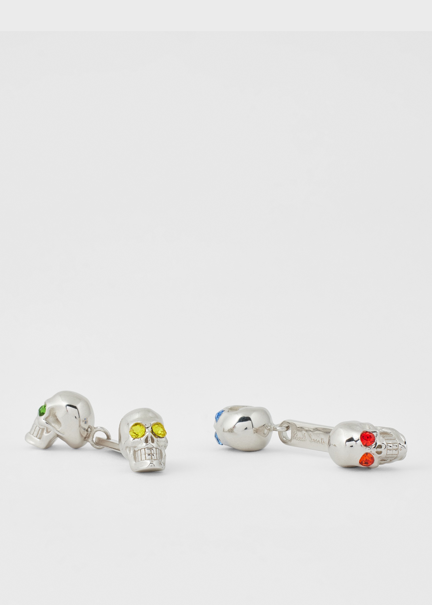 Silver Gem Eye Skull Cufflinks - 4