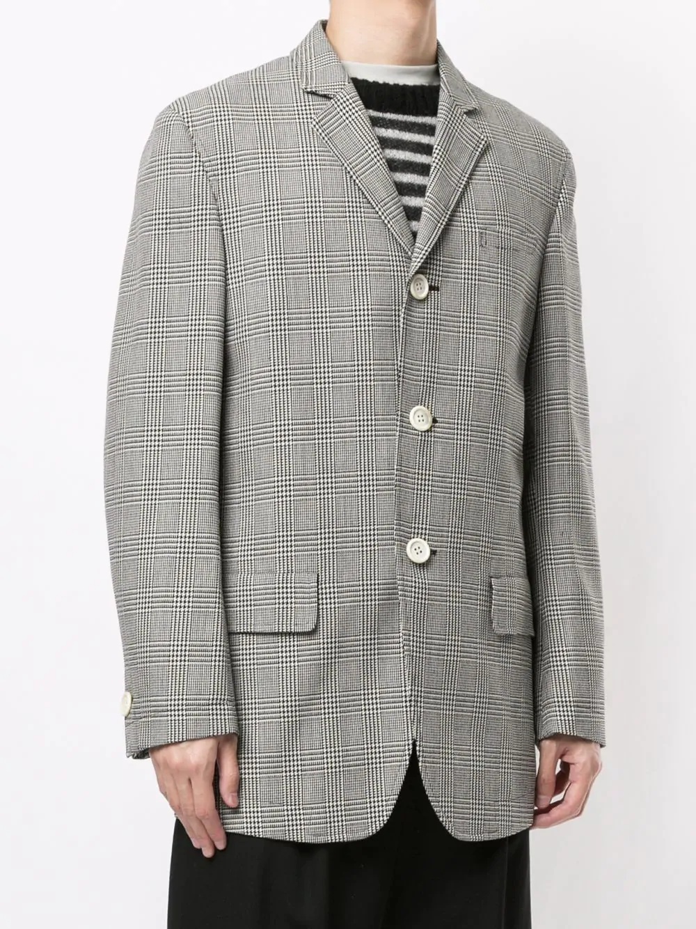 straight-fit checked blazer - 3