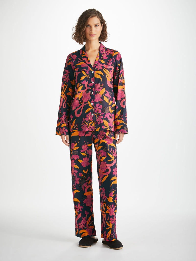 Derek Rose Women's Pyjamas Ledbury 68 Cotton Batiste Navy outlook