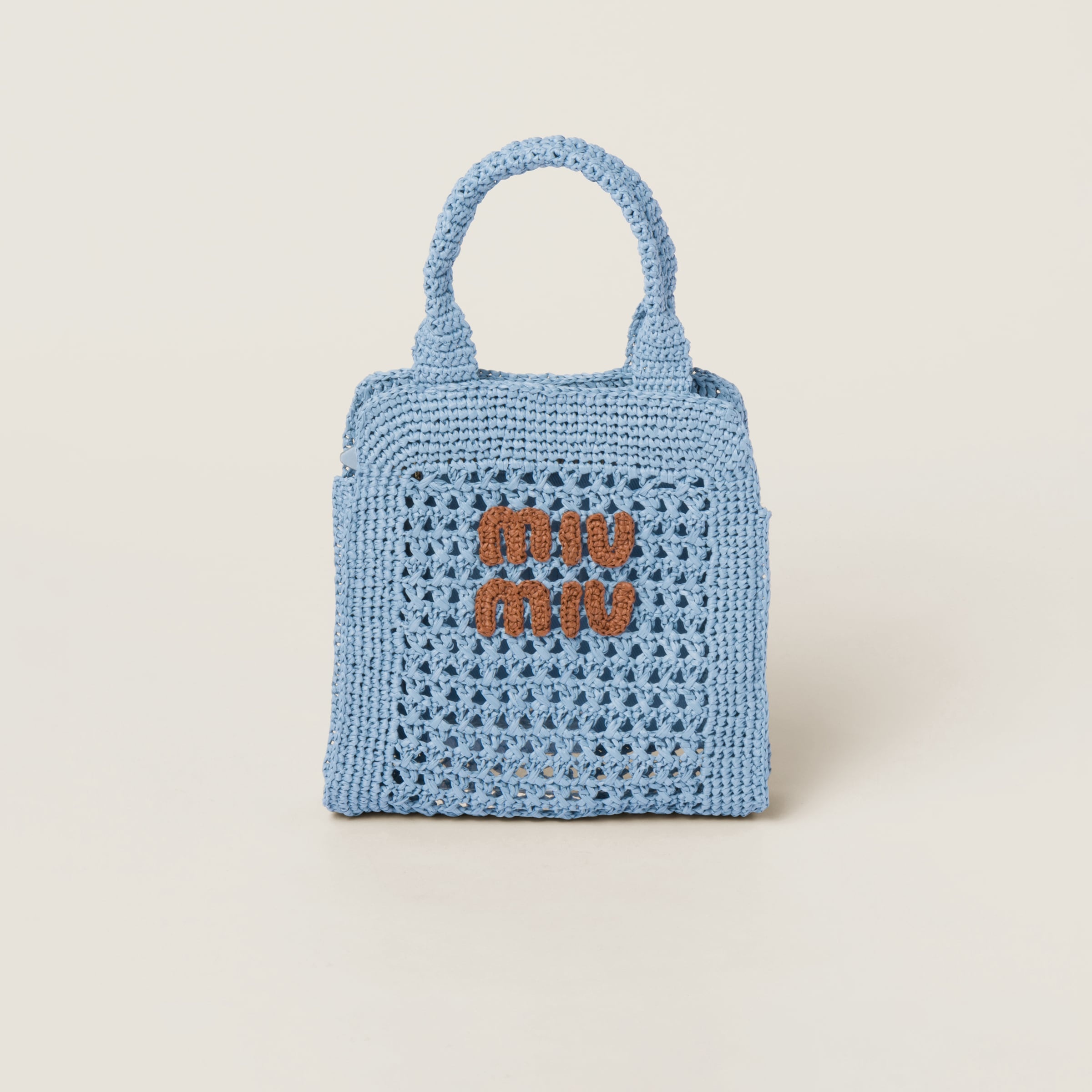 Raffia-effect crochet fabric tote bag - 1