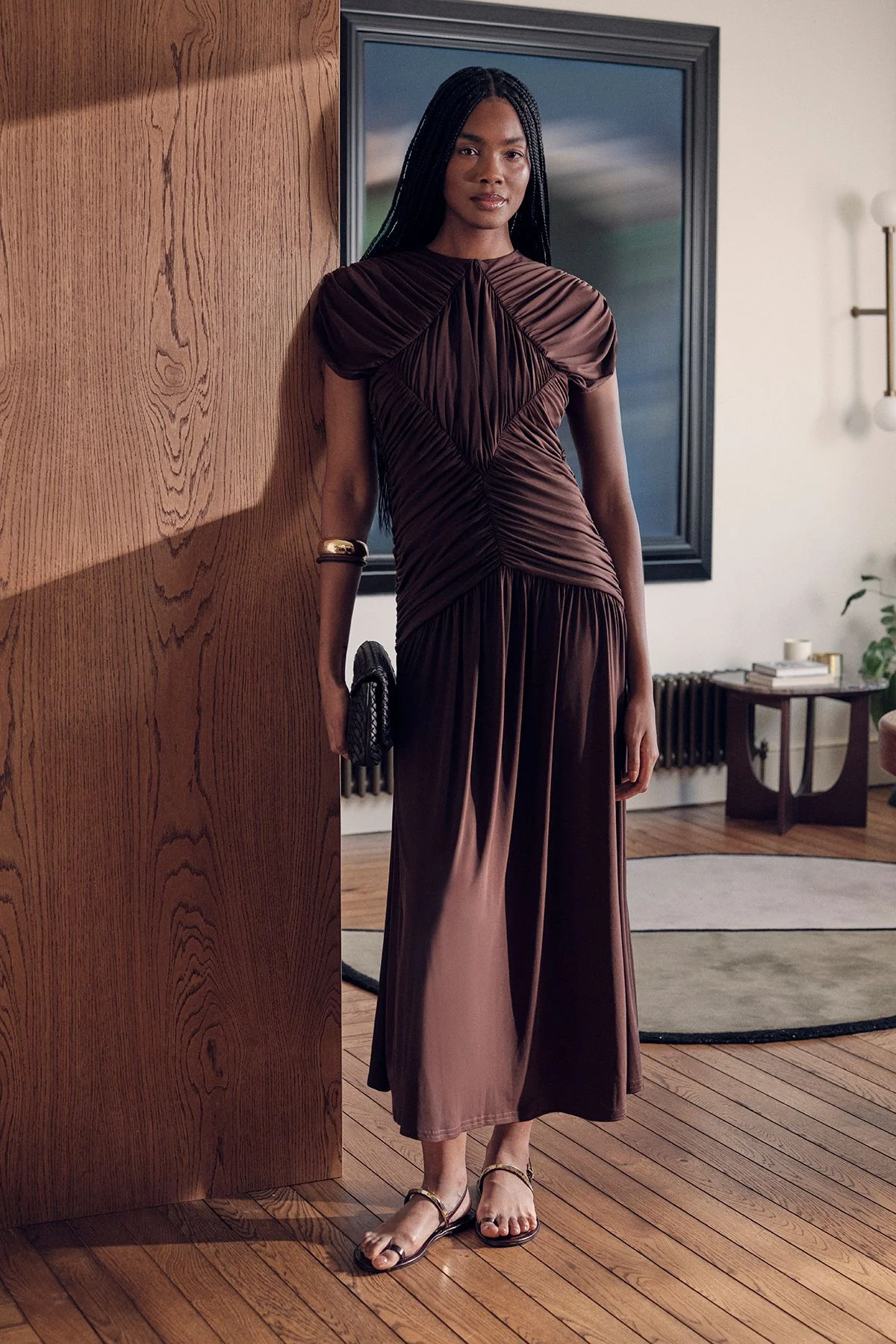 Petite Premium Ruched Jersey Maxi Dress - 1