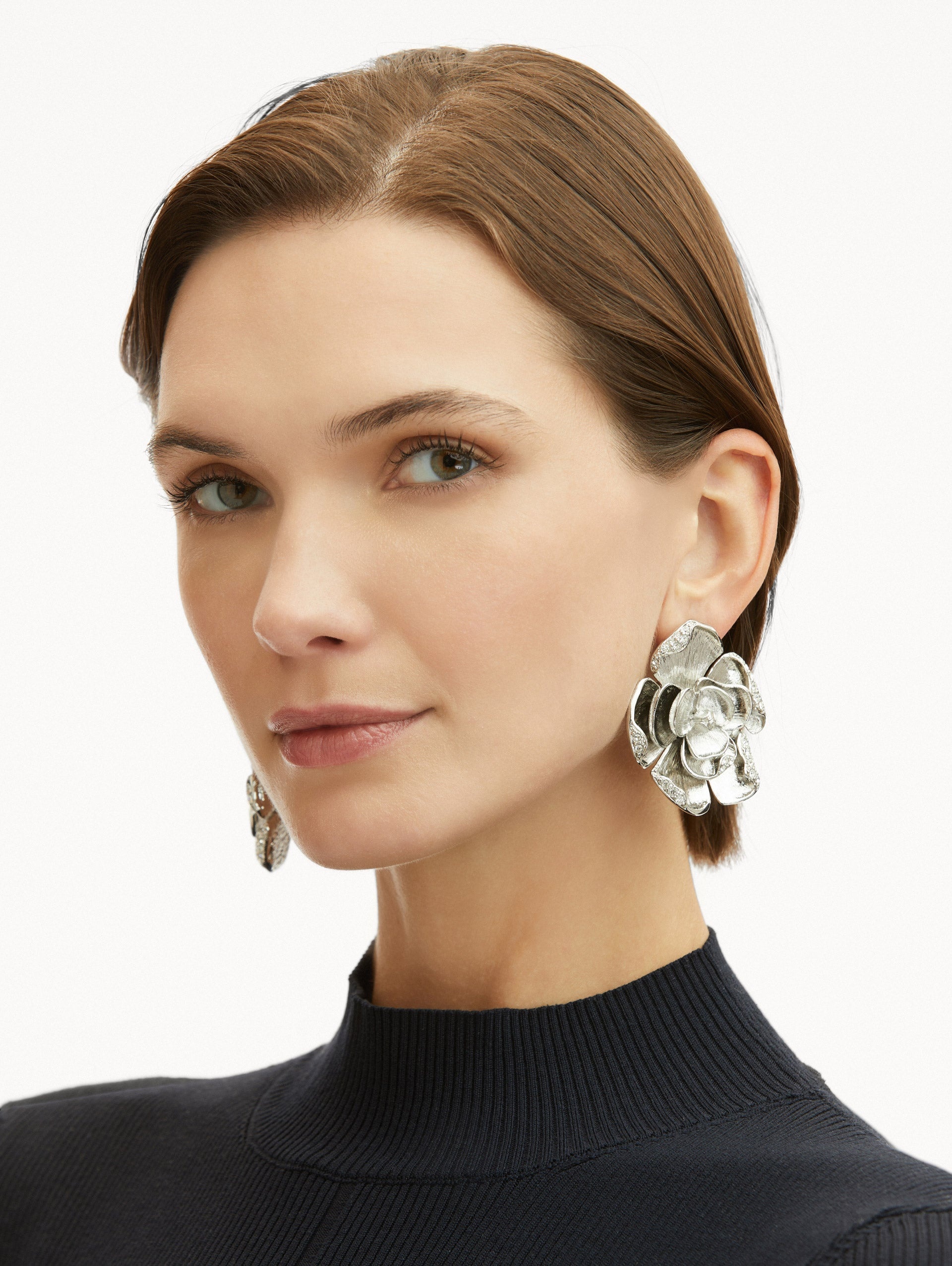LARGE PAVÉ ROSE CLIP-ON EARRINGS - 2
