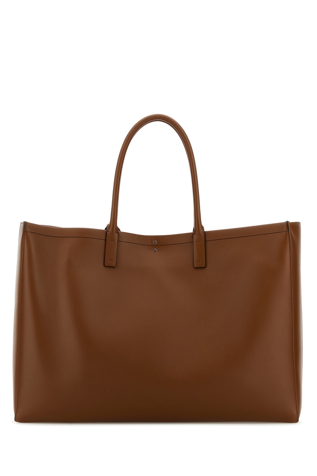 Brown leather VLogo shopping bag - 3