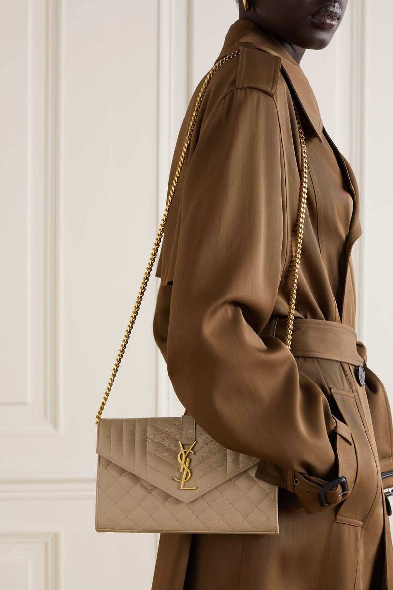 SAINT LAURENT monogram chain wallet in mix matelassé grain de poudre embossed leather outlook