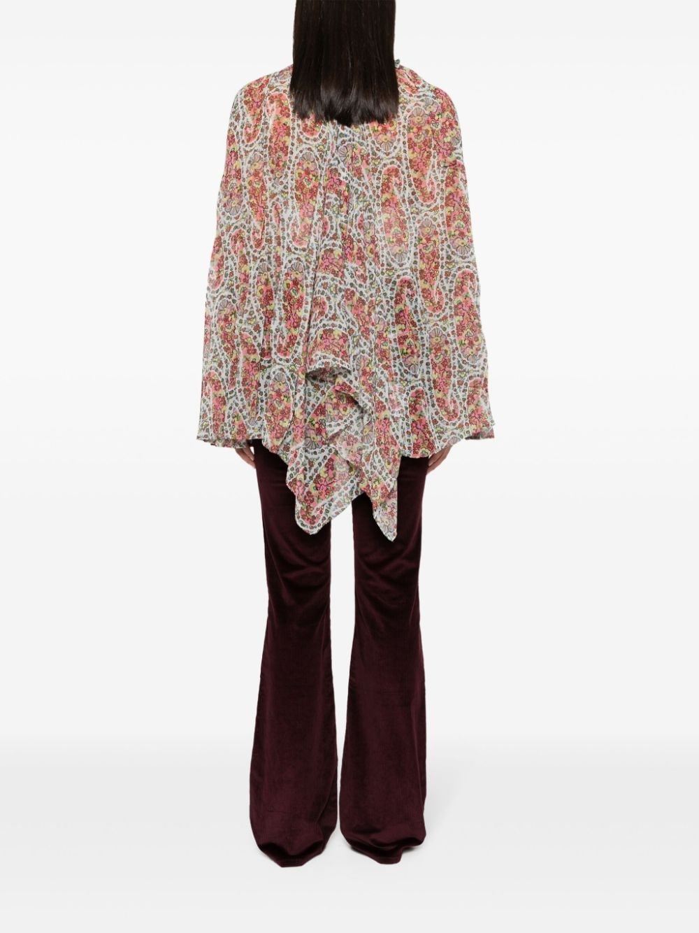 floral-print draped blouse - 4