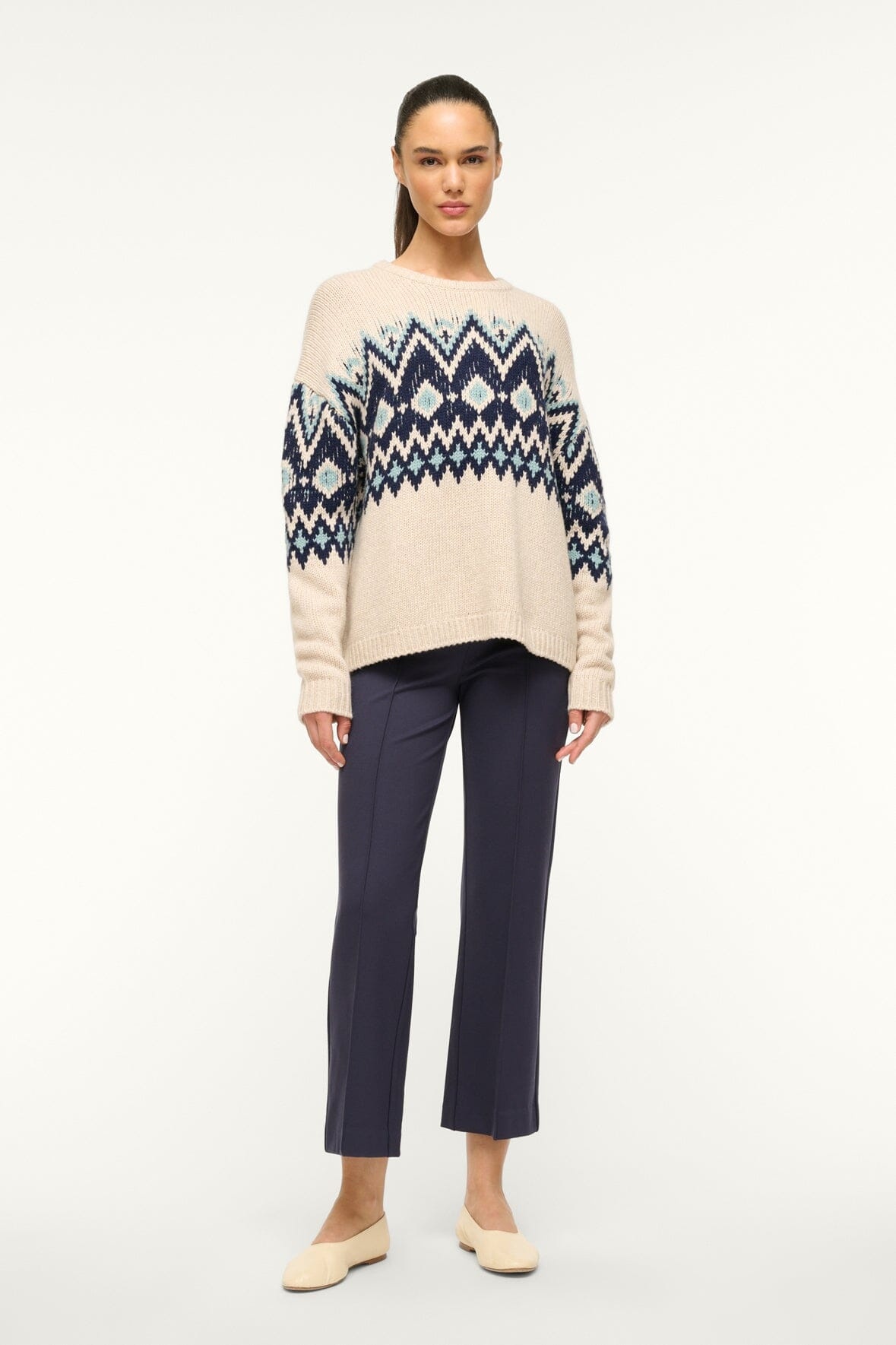 STAUD MORITZ SWEATER OATMEAL MULTI FAIRISLE - 3