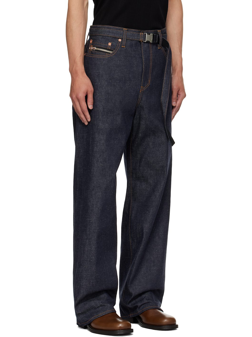 Navy Belted Jeans - 2