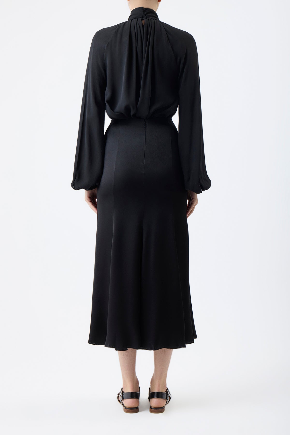Kiian Pleated Top in Black Silk Georgette Twill - 4