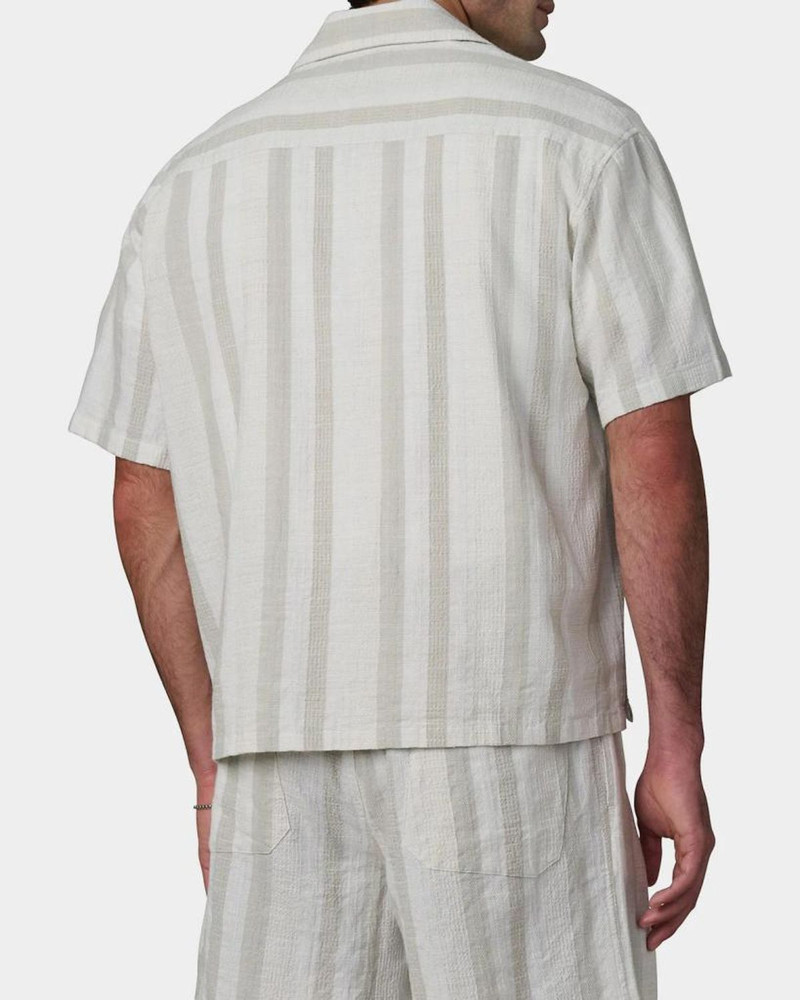 Men's Dobby Stripe Cotton and Linen Cabana Shirt 3