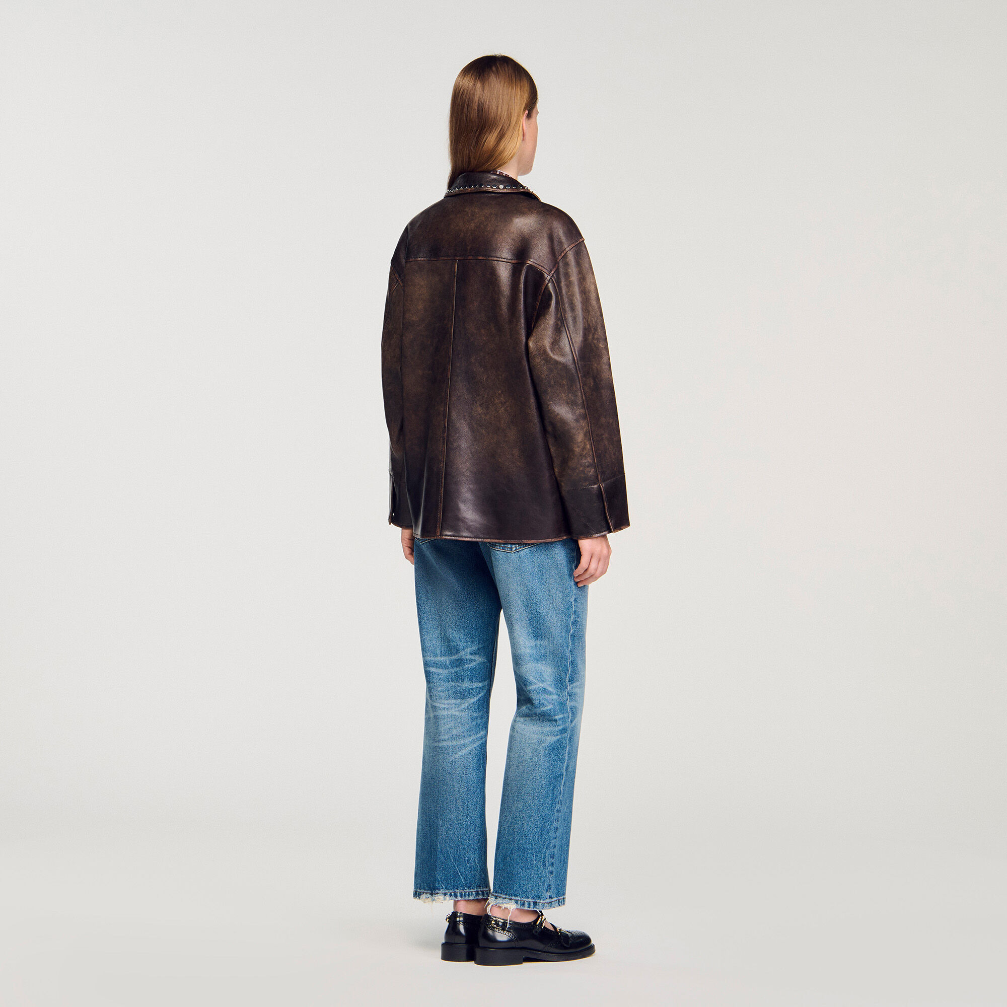 OVERSIZED LEATHER JACKET WITH STUDS - 5