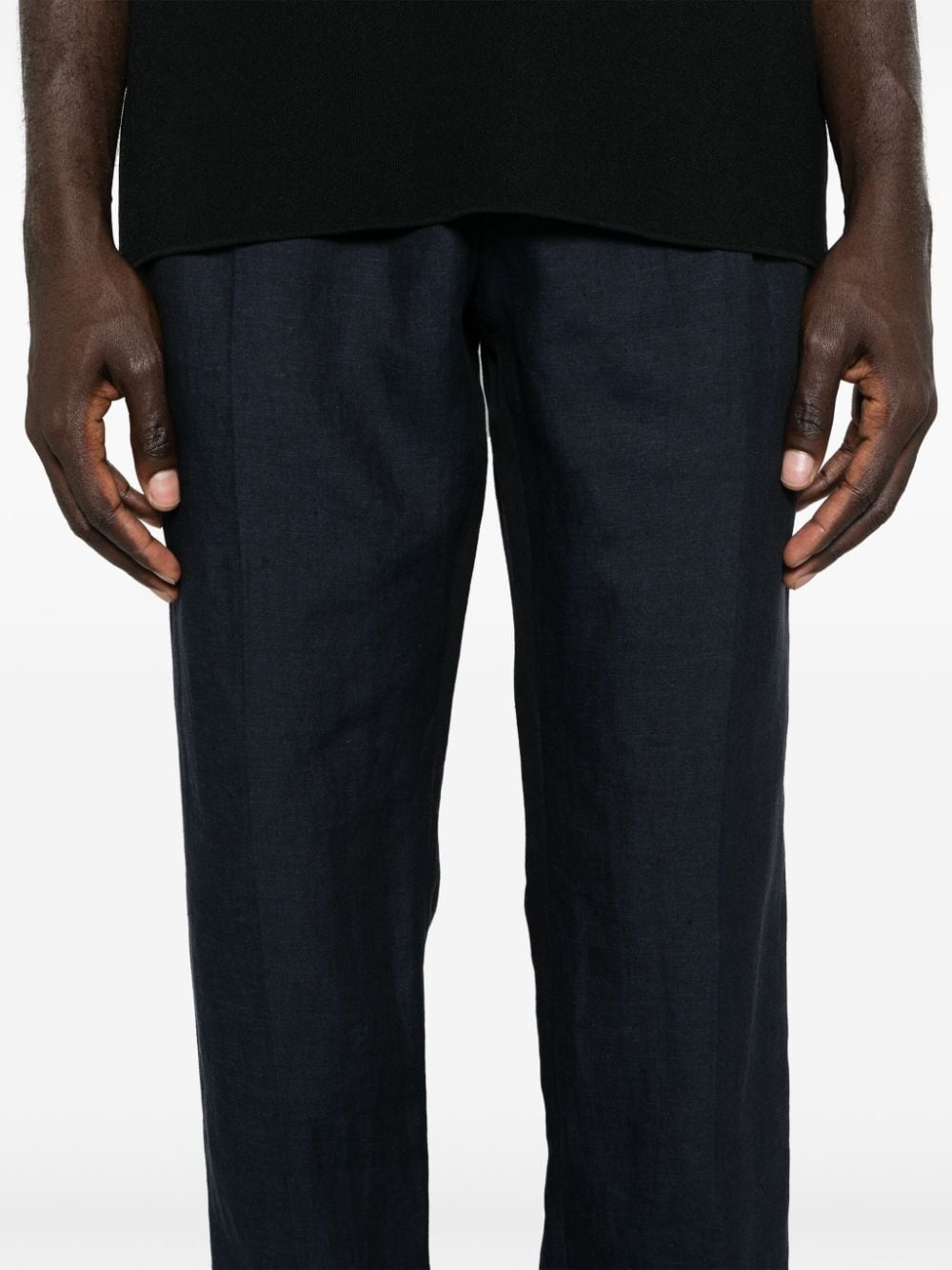 tapered-leg linen trousers - 5