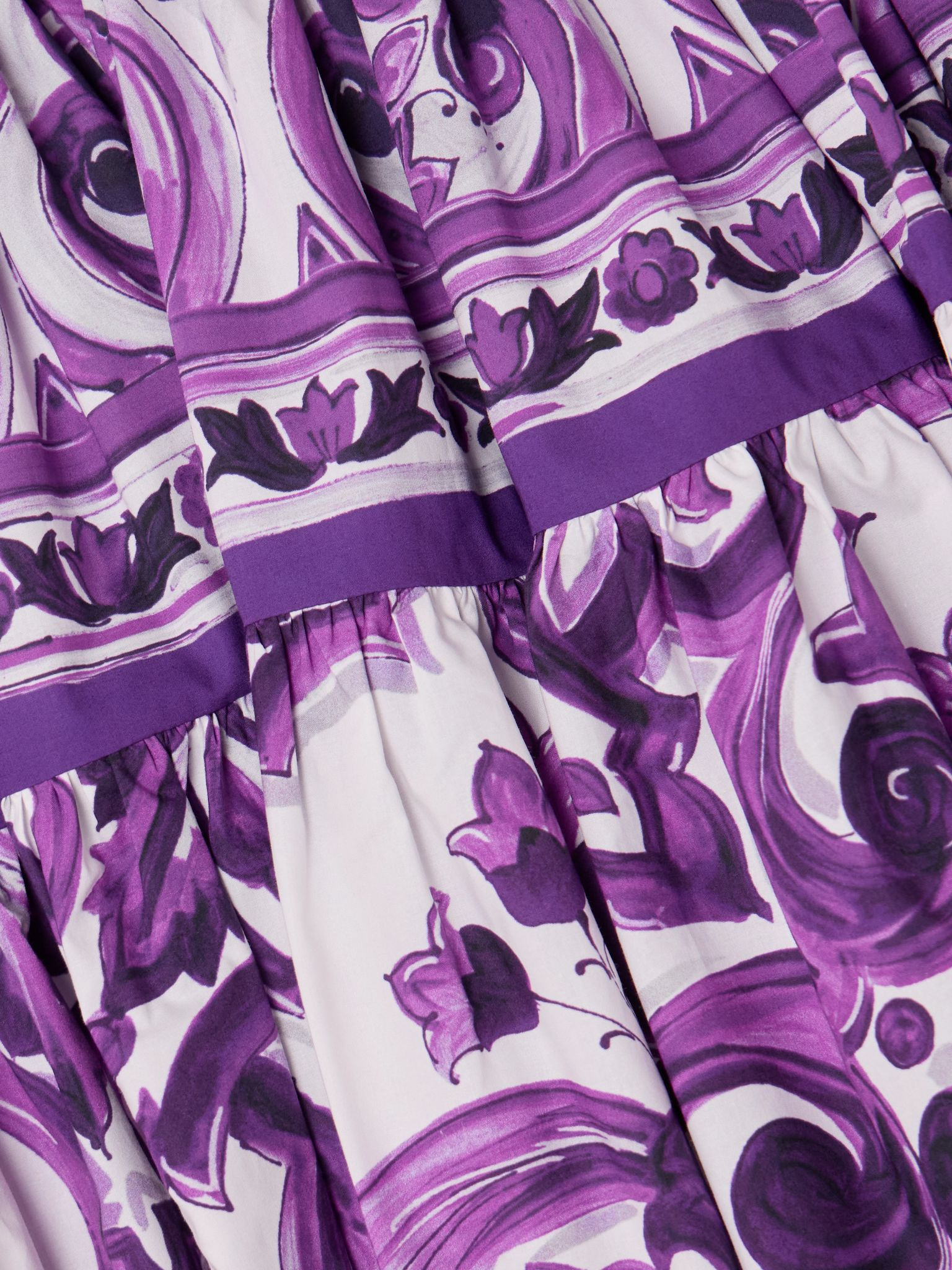 Printed gathered cotton-poplin mini skirt Purple - 4