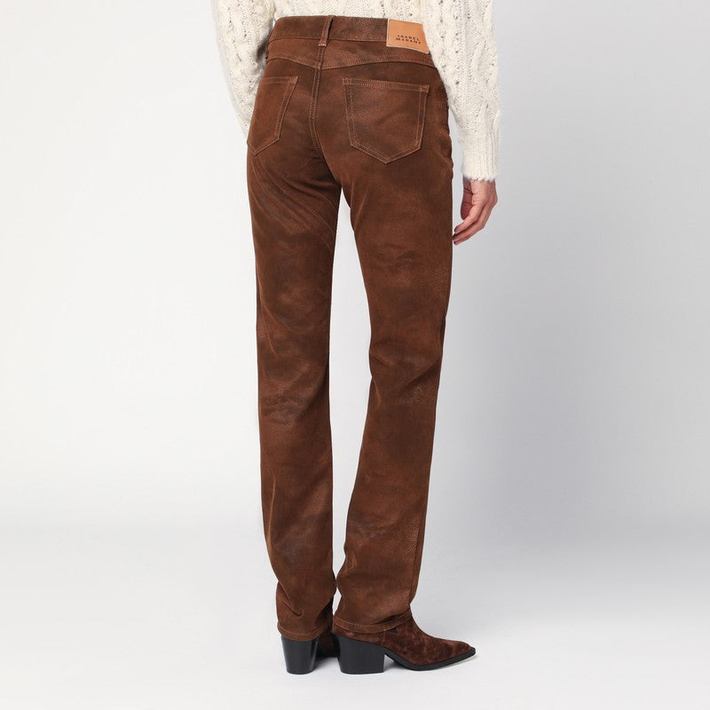 ISABEL MARANT Étoile Tobacco faux leather trousers - 2