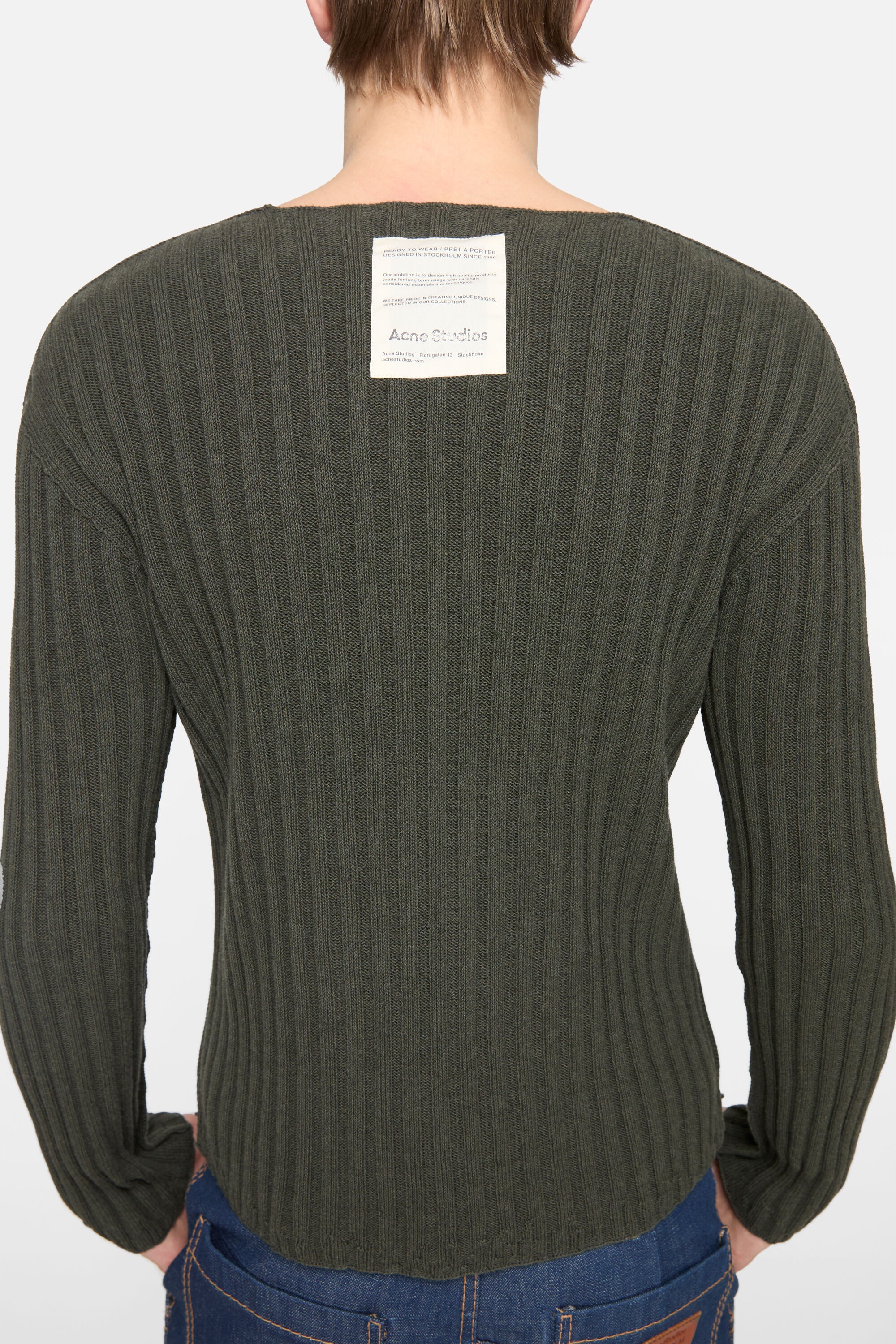 Ribbed crewneck knit - Vintage green - 4