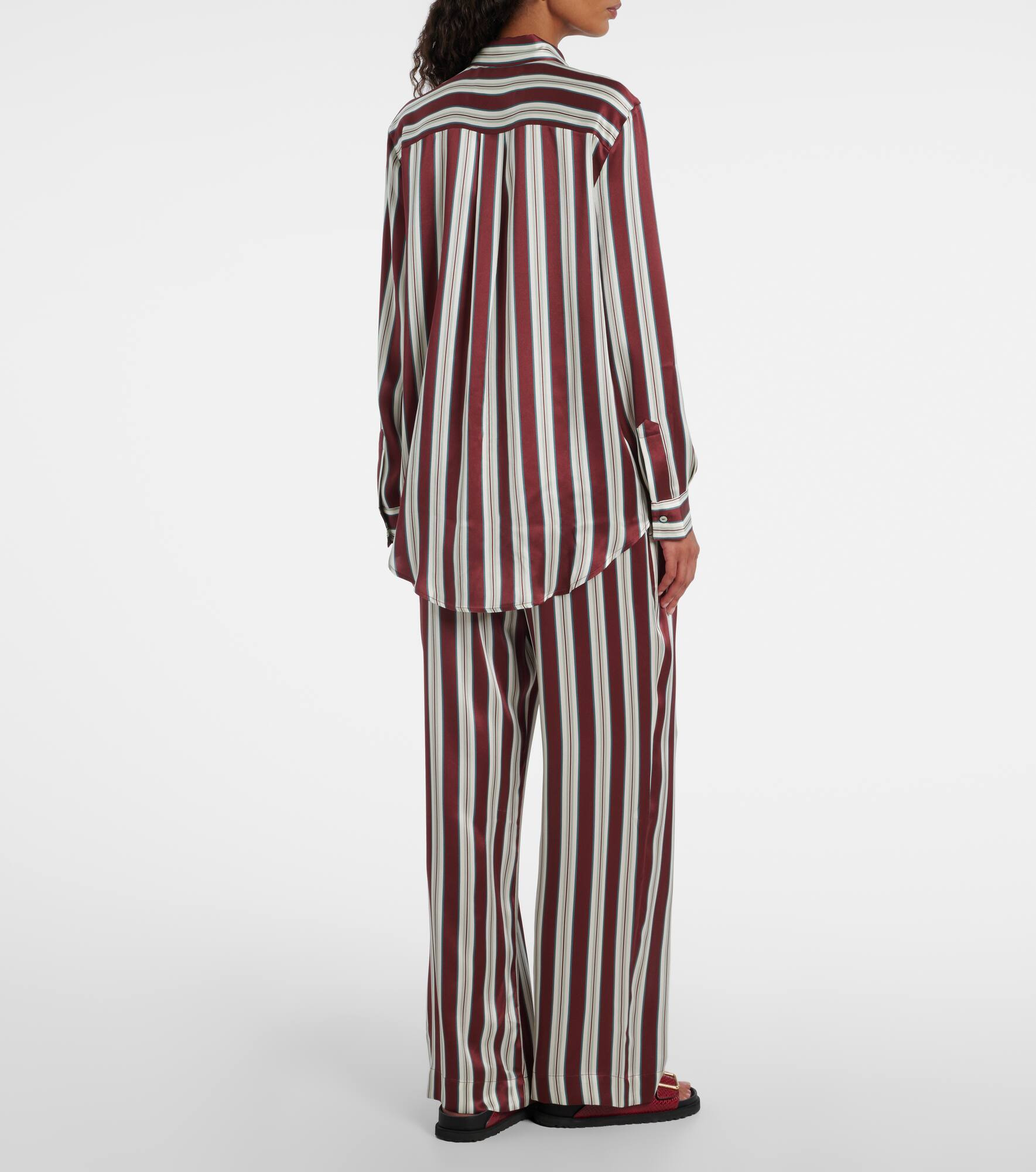 Striped silk satin pajama shirt - 3