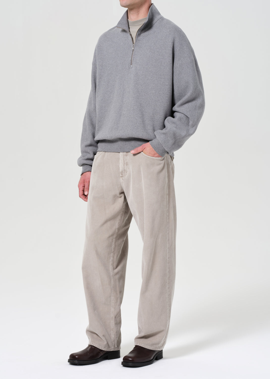 IDRIS QUARTER ZIP IN GREY HEATHER - 5