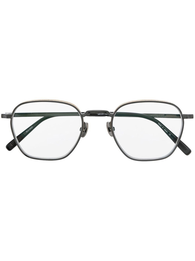 logo-engraved square-frame glasses 1