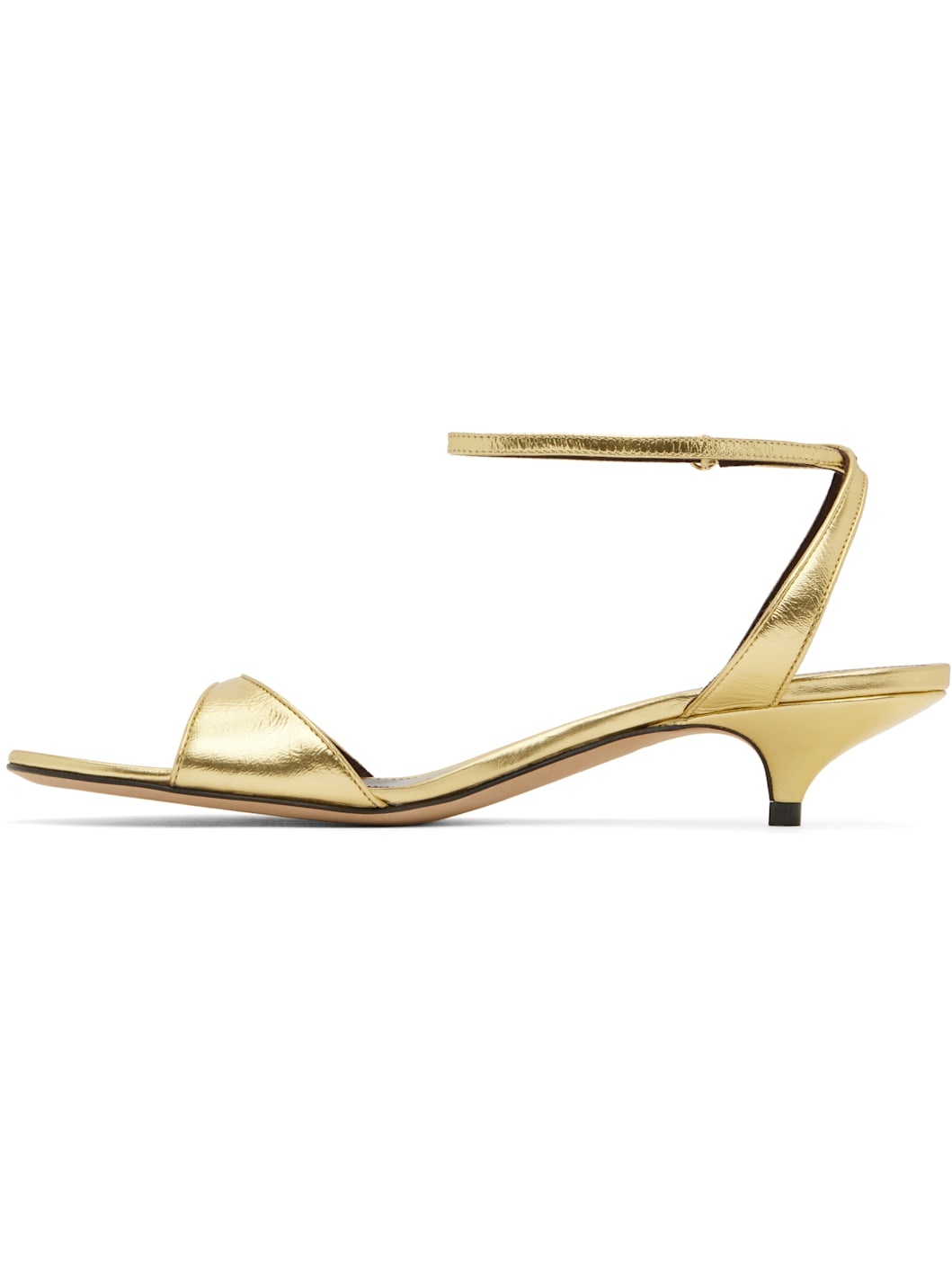 Gold Vika Ankle Strap Kitten Heeled Sandals - 3